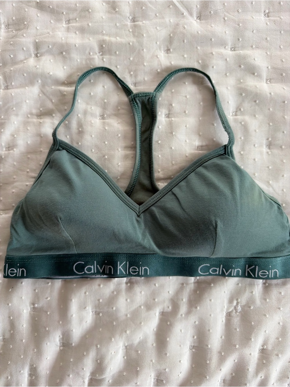 Calvin Klein Racerback Bralette in Blue/Green